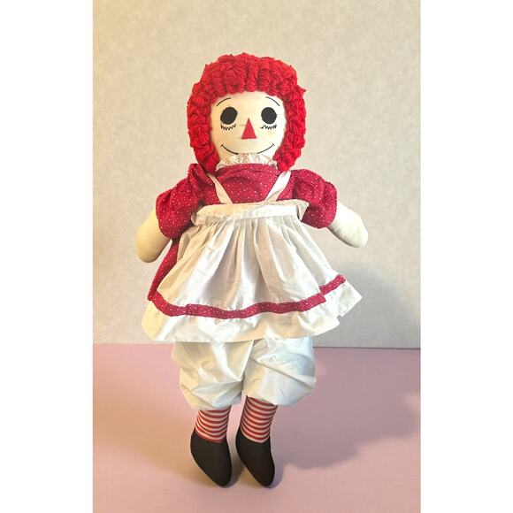 Vintage 37” Handmade Raggedy Ann Cloth Doll Calico Dress & Apron Large Oversized - Picture 1 of 6